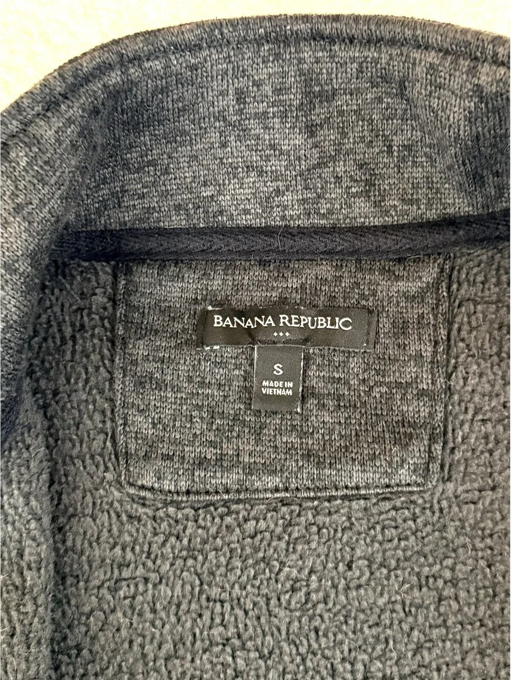 Banana Republic Men’s Full Zip Fleece Sweater Size S Charcoal Gray